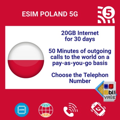 blivale_en_esim_poland_5g_20gb_internet_50_minutes_telephon_number_1080x1080 eSIM per POLONIA (PL) con 20 GB e 50 minuti e numero di telefono
