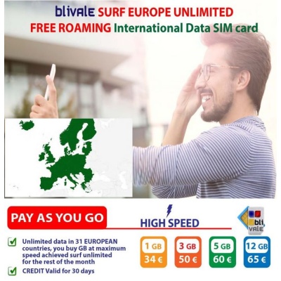 blivale_image_pay_as_you_go_surf_europe_unlimited_free_roaming_gb_worldwide BLIVALE SIM Card Surf Europe Unlimited: unlimited GB of data in 4G in the European Community